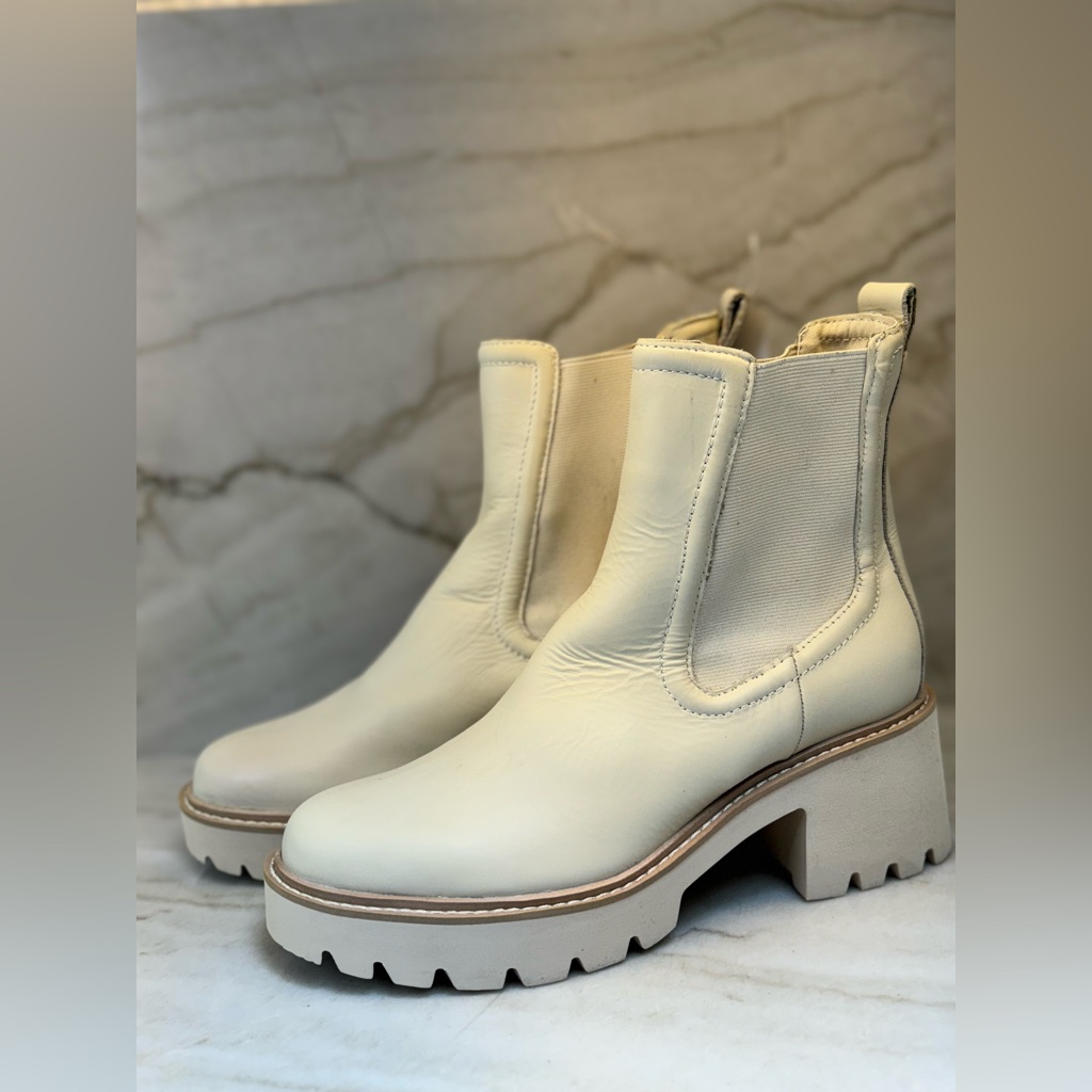 Dolce Vita Hawk H2o Waterproof Ivory Leather Chelsea Bootie Brand New Size 75
